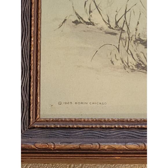 Vintage Lone Wolf Print Alfred Kowalski Picture Framed Art 17" x 13" - Picture 3 of 4